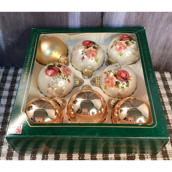 Christmas by Krebs Hand Decorated Glass Ornaments Glitter & Roses Multi Color~4 - Picture 5 of 15